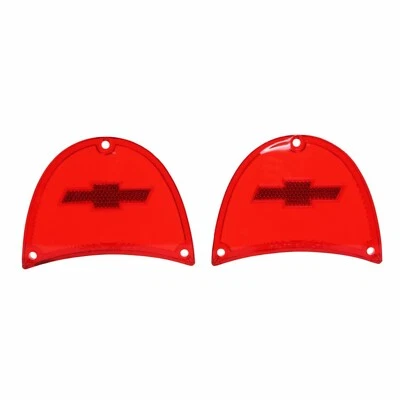 New Pair Of Red Tail Light Lens With Bowtie Trim Parts Fits 1957 Bel Air A1479 - Image 1 of 3