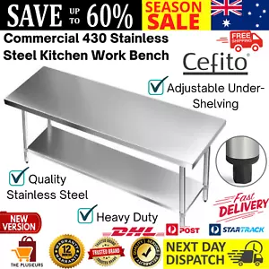 Commercial 430 Stainless Steel Kitchen Work Bench Table Catering Food Workbench - Picture 1 of 13