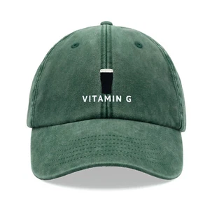 Vitamin G Baseball Cap Vintage Washed Unisex Dad Hat Beer Stout Pint Fathers Day - Picture 1 of 11