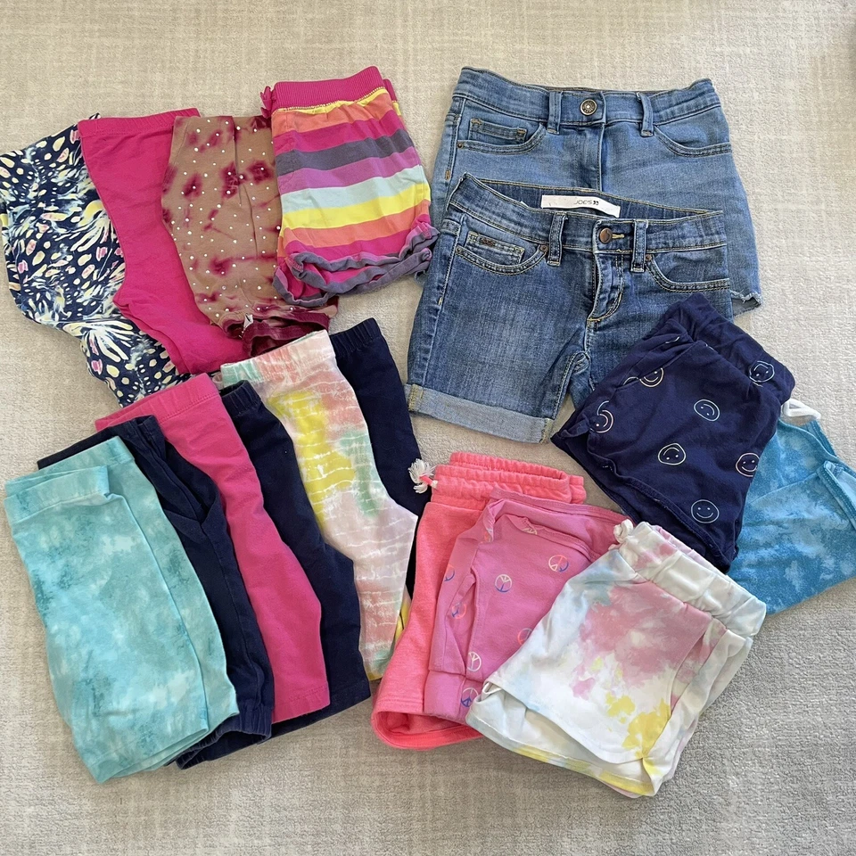 Lote de 17 pares de leggings cortos para niñas talla S coloridos viejos azul marino hueco Foto 1 de 4