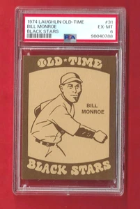 Baseball Black Stars 1974 Laughlin Long Ago Baseball #31 Bill Monroe PSA 6 - Bild 1 von 2