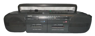 Vintage 1988 Sanyo M W707 Rádio Cassete Duplo Boombox Estéreo -USADO/FUNCIONA - Imagem 1 de 4