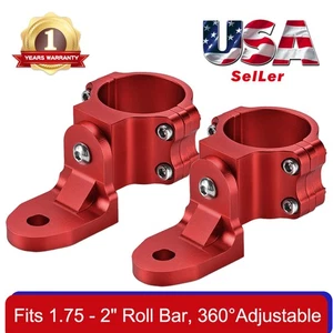 2X UTV Flag Whip Light CNC Antenna Mount Bracket For RZR 1.75"-2" Roll Bar Cage - Picture 1 of 8