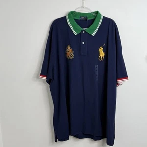 Polo Ralph Lauren klassische Passform marineblau grün Kragen goldenes Wappen großes Pony Hemd 4 TB - Bild 1 von 16