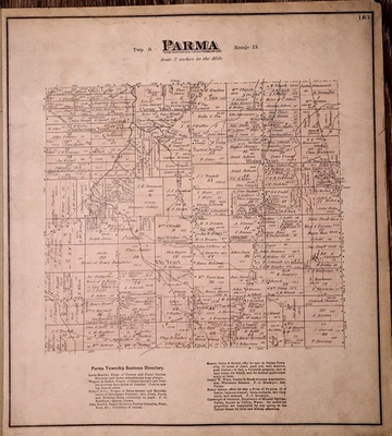 1874 Plat Map ~ Parma Township, Cuyahoga County, Ohio ~ (14x15)-#8 - Image 1 of 2
