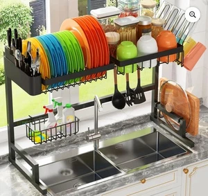 Estante de secado de platos sobre fregadero ADBIU, diseño a presión estante para platos de acero inoxidable - Imagen 1 de 3