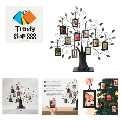 Exibição de fotos moderna de árvore genealógica: 10 molduras penduradas em bronze resistente à ferrugem - Imagem 1 de 4