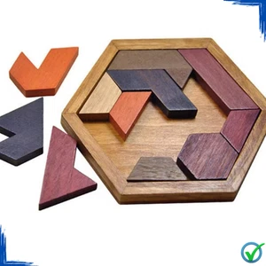 Wooden Geometric Shape Jigsaw Puzzle Board Kids Educational Montessori Brain Toy - Bild 1 von 5