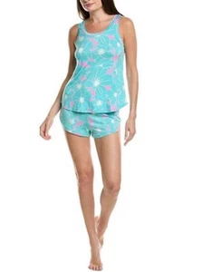 Honeydew Womens 2Pc Pajama Set In Teal Poppies Size L New - Picture 1 of 6