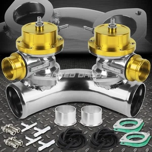 TYPE-S 2.5" 70 DEGREE DUAL FLANGE PIPE ADAPTOR+TURBO BLOW OFF BOV BOOST X2 GOLD - Bild 1 von 9
