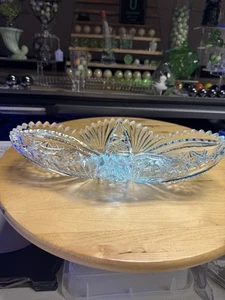 5220 Antik 1876-1917 Amerikanisches Brillantschliff Kristall Sellerie Tablett leuchtet grün - Bild 1 von 10