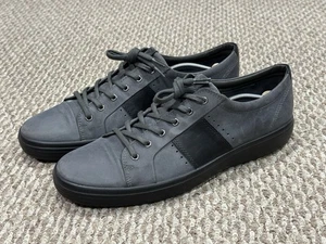 ECCO Herren Soft 7 Sneaker Schuhe Schwarz Grau Shadow Gr. 44 US 10 Wildleder - Bild 1 von 10
