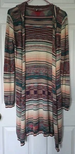 Cardigan/spolverino EEUC taglia L BKE multicolore aperto davanti con cappuccio 100% cotone - Foto 1 di 7