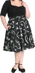 Hell Bunny LEXIE Poodle PUDEL Blumen Swing Skirt TELLERROCK Plus Size Rockabilly - Bild 1 von 6