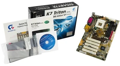 Mainboard Original New Box Gigabyte GA-7ZXE Rev:2.1 Socket 462 SDRAM VT8363A ATX - Image 1 of 4