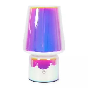 Iridescent Glass Rechargeable LED Portable Table Lamp Cordless Touch Light - Picture 1 of 9