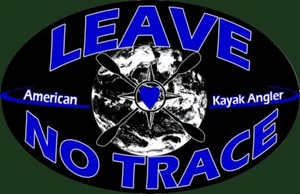 American Kayak Angler fishing LEAVE NO TRACE Sticker 4” X 2.75”oval - Picture 1 of 3
