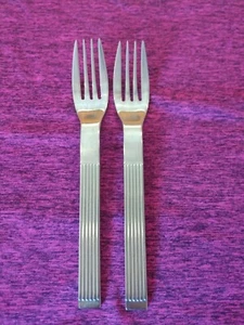 2 Dansk Thebe Stainless Korea Dinner Forks 7-1/4” Thin Rib Design 18/10 - Picture 1 of 3