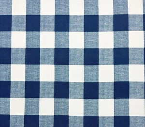 DESIGNER ANDERSON ZAFFRE BLUE CHECK WHITE PLAID OUTDOOR FABRIC BY YARD 54"W - Picture 1 of 7
