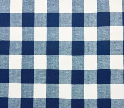 DESIGNER ANDERSON ZAFFRE BLUE CHECK WHITE PLAID  OUTDOOR FABRIC BY YARD 54"W - Image 1 of 4