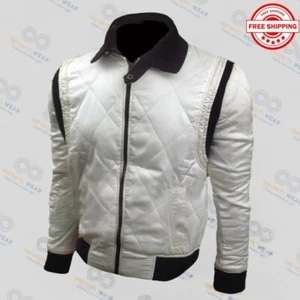 Ryan Gosling Drive Scorpion Jacket - Men's White Satin Bomber Biker Varsity | - Picture 1 of 3