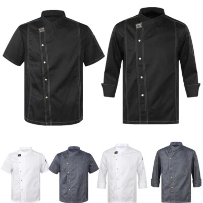 Unisex Women Men Chef Coat Cook Jacket Restaurant Kitchen Hotel Workwear Uniform - Image 1 of 4