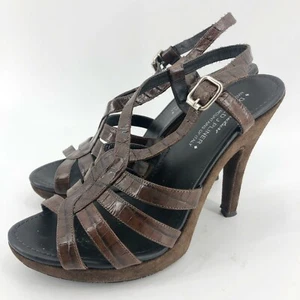 Couture Donald J Pliner ITALY GISA Sandal Brown Leather Suede Platform Heels 7.5 - Picture 1 of 8