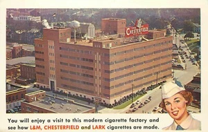 Postcard Advertisement L&M Chesterfield Lark Cigarettes Factory Unposted MT0 - Picture 1 of 2