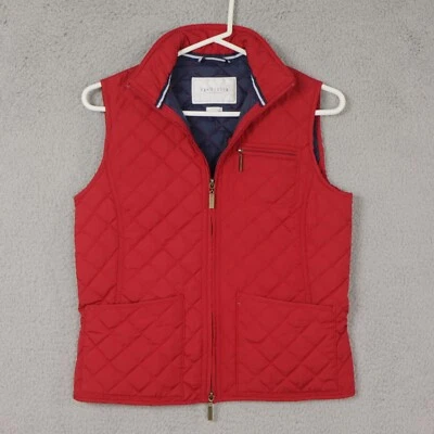 Van Heusen Chaleco Mujer XS Rojo Azul Cremallera Completa Acolchado Sin Mangas Cuello Bolsillos Foto 1 de 4