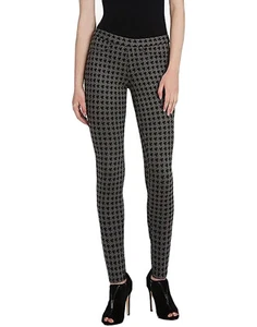 NEW HUE Women's Original Denim Large Houndstooth Leggings Dark Gray Black Small - Picture 1 of 8