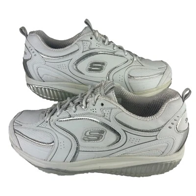 Zapatos Sketchers Shape-ups para mujer 8,5 plateados blancos caminar entrenamiento físico 12322 Foto 1 de 4