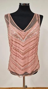Autograph sequin cami size 14 pink M&S v neck beaded new with tags sheer  - Picture 1 of 9