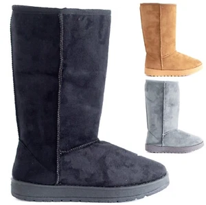 DAMEN MITTELKALB SNUGG WARME WINTERSTIEFEL DAMEN PELL GEFÜTTERTE UMARMUNG GRIFFSOHLE GRÖSSE 3-8 - Bild 1 von 22
