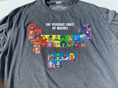 NUEVA Camisa de Mesa Periódica Marvel Sin Etiquetas 2XL Aspecto Vintage 2X Hulk Spider-man Thor Foto 1 de 2