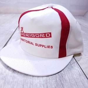 Gorra de béisbol vintage Perigord Janitorial Supllies gorra snapback blanca marca K - Imagen 1 de 7