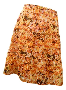 AGB Ladies Peasant Skirt Geometric Three Tiered Elastic-Waist Multi Color Size S - Picture 1 of 12