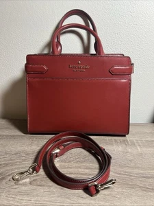 Authentische Kate Spade rote Lederhandtasche mit Riemen - schneller und fast neuwertig Versand - Bild 1 von 14