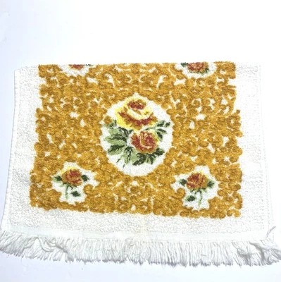 Toalla de mano vintage Cannon amarillo y dorado rosa estándar MCM Foto 1 de 4
