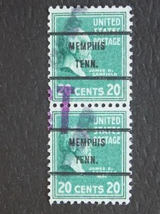 (1) USED PAIR OF U. S. precan. stamps MEMPHIS, TN PC-20 C GARFIELD - Picture 1 of 2