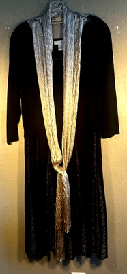 NWT Liz Claiborne Womens Dress 3/4 Sleeve Classic Black Gold Sparkle 1X Midi C2 - Image 1 of 4