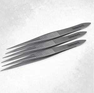 3 STAINLESS STEEL SPLINTER FORCEPS TWEEZERS FINE POINT 4.5" SURGICAL INSTRUMENTS - Picture 1 of 3