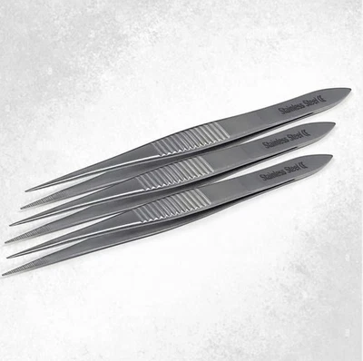 HTI 3 STAINLESS STEEL SPLINTER FORCEPS TWEEZERS FINE POINT 4.5" SURGICAL INSTRUMENTS