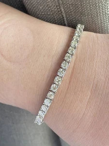 9.80 Ct Round Cut Natural Diamond Tennis Link Bracelet 14K Solid White Gold 7.5" - Picture 1 of 5