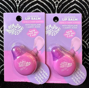 2pk OUR BEAUTY IMPRESSIONS VANILLA CHERRY SCENTED LIP BALM SQUALANE AMINO ACIDS - Picture 1 of 11