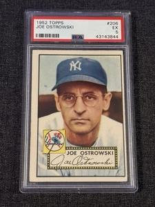 1952 TOPPS BASEBALL CARD #206 JOE OSTROWSKI NEW YORK YANKEES PSA 5 EX - Picture 1 of 2