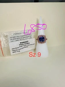NIB Bomb Party Sz9 BP Ring RG89523 Estate of Bliss Purple Topaz CZ Rose Gold Pl - Picture 1 of 8