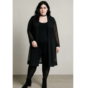 R&M Richards Womens Dark Mesh Sheer Open Kimono Size 18 Whimsigoth Witchy Grunge - Picture 1 of 11