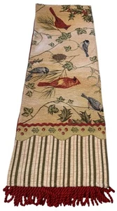 The Manual Woodworkers And Weave Winter Red Cardinal Bird Table Runner 13” x 72” - Picture 1 of 3