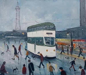 SCOTT WALKER Original Northern Art Oil Painting - Blackpool - Picture 1 of 3