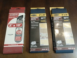 Belt Sander Belts 3" X 18" 80 & 120 Grit Diablo & Warrior 5 Total Belts New - Picture 1 of 4